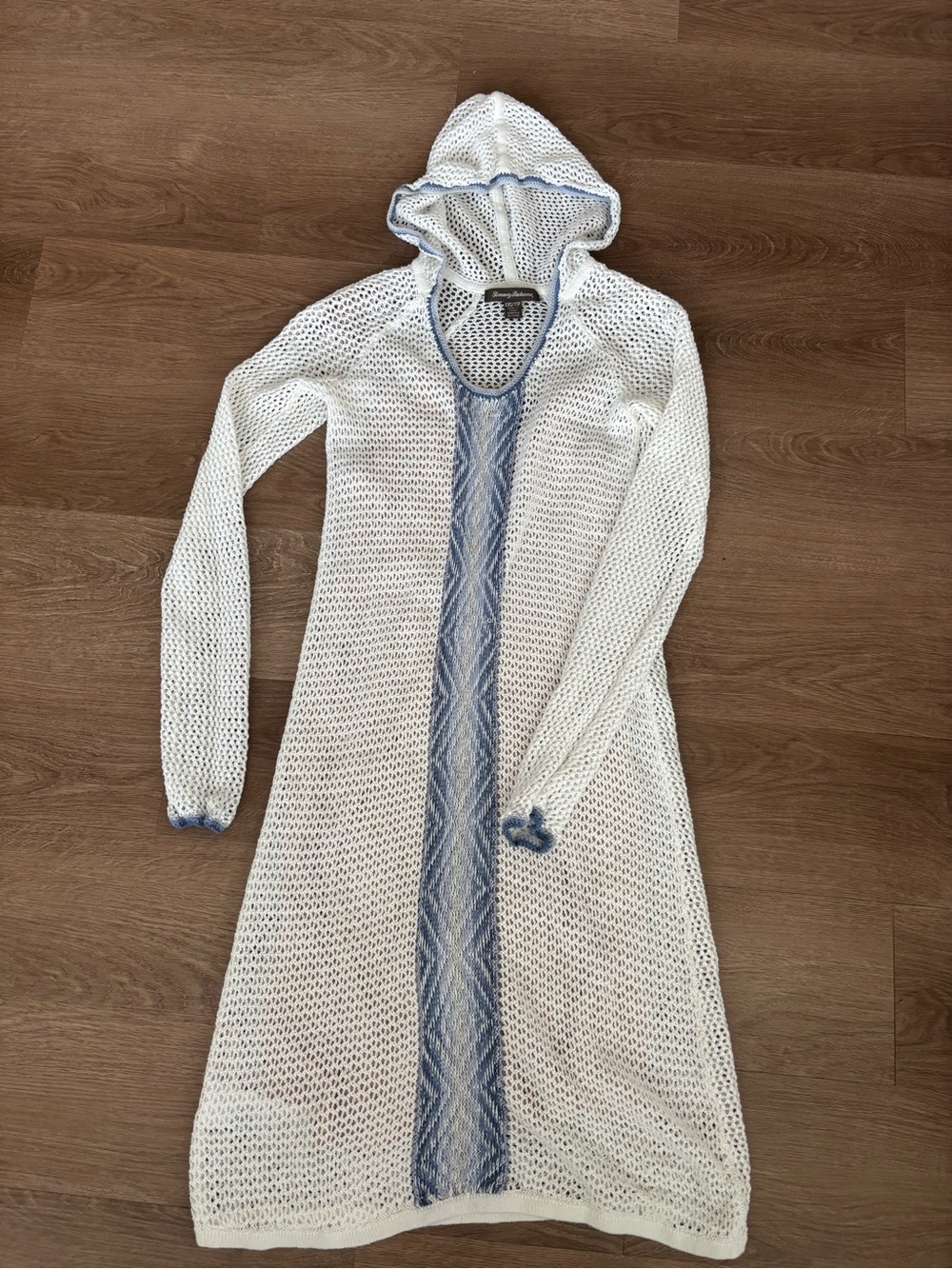 Women’s Tommy Bahama White Crochet dress with Blue Trim